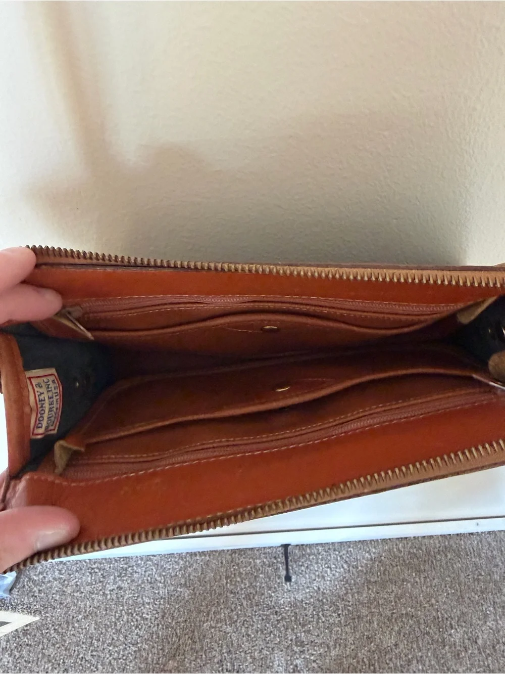 DOONEY & BOURKE Vintage Pebbled All-Weather Black & Brown Crossbody Insert Card